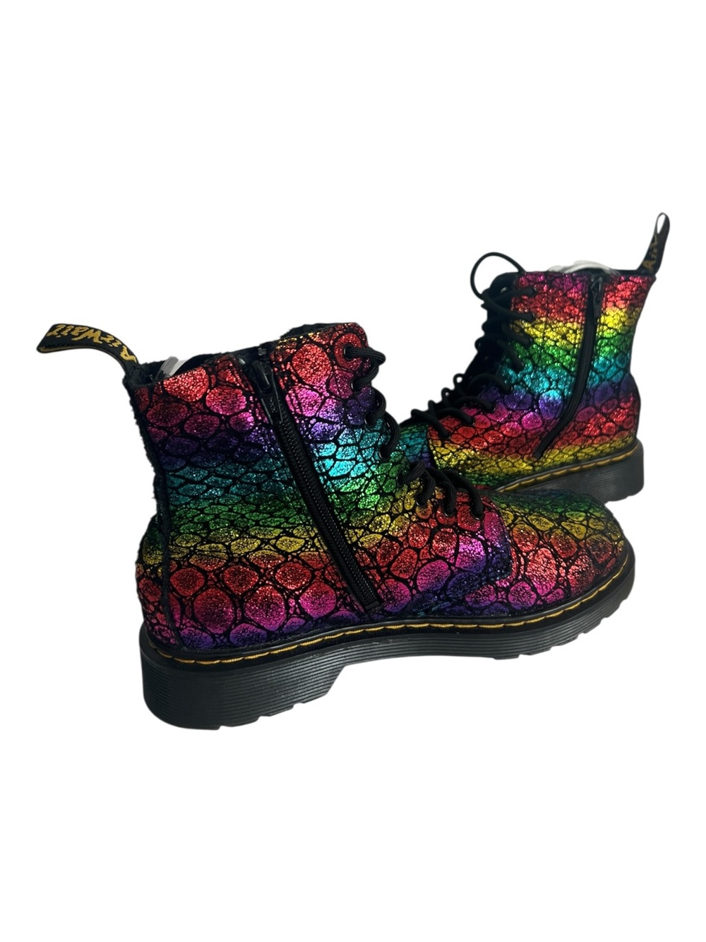 Dr Martens 1460 Pascaly Black + Rainbow Spot Metallic Suede Size 6 - Picture 7 of 13